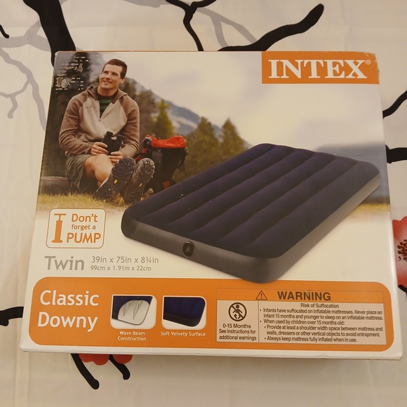 Intex Classic Downy Twin Air Mattress - Blue - Picture 1 of 2